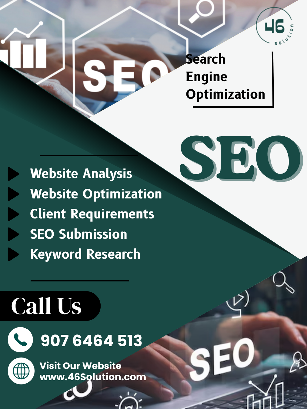 Illustration showing modern SEO strategy elements like analytics, AI optimization, keyword tools, backlinks, and Google ranking growth in 2025.