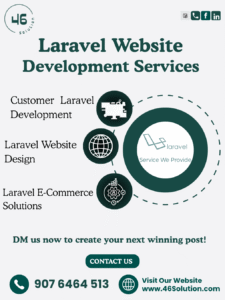 Laravel Development 2026 dashboard showing modern web application architecture, AI integration, cloud deployment, and scalable business solutions.